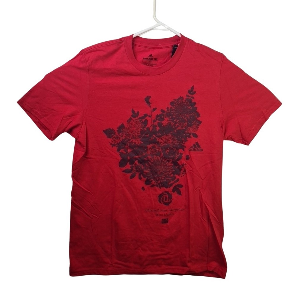 🚨Adidas Rose B/R Flor Red T-Shirt Men Amplifier Tee Graphic Short Sleeve Size M
