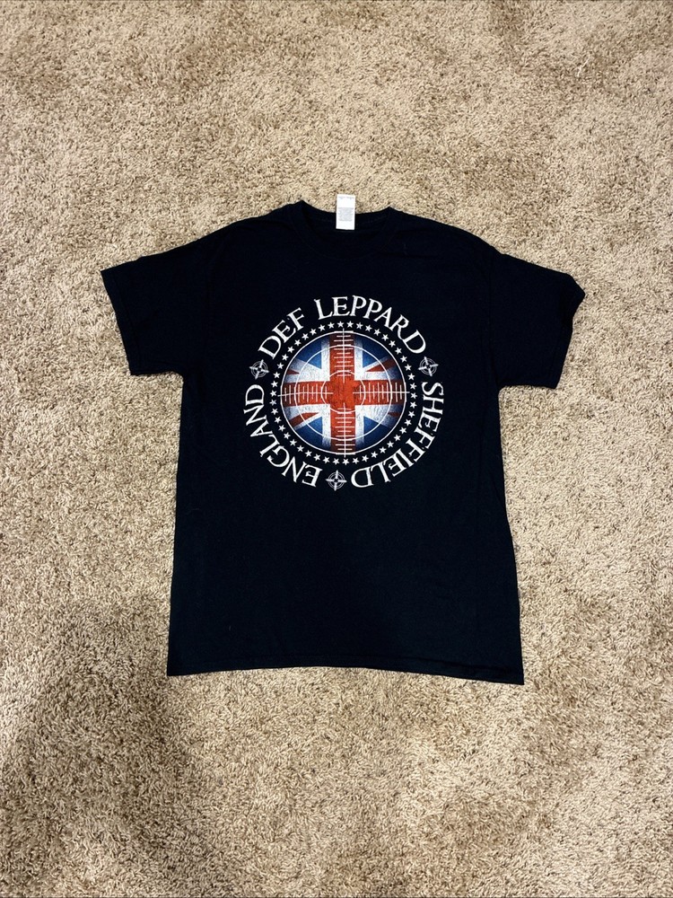 Def Leppard Sheffield England 2017 Tour Small Mens Black Double-sided Tshirt