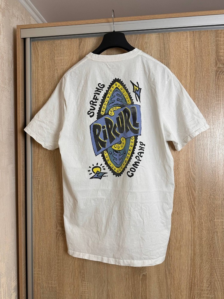Rip Curl Surfboard Vintage T Shirt Mens Size L White Relaxed Fit Big Logo