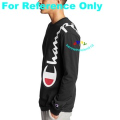 CHAMPION HERITAGE OVER SHOULDER SCRIPT LONG SLEEVE TEE SHIRT BLACK MENS SIZE M