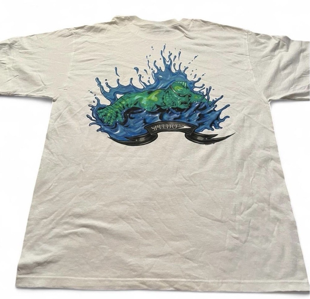 Men’s Vintage 1997 Speedo Graphic Monster Swimming Shirt Size L NWT