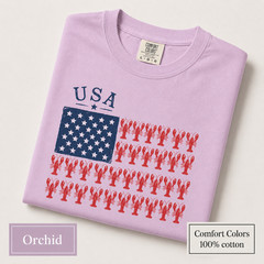 Patriotic Lobster Flag Shirt, Coastal USA Comfort Colors Fourth of July Tee