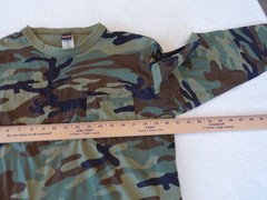 Vtg Ranger Woodland Camo Pocket T-Shirt Large Long Sleeve Green Hunting Outdoors