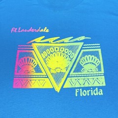 Vintage 1980s Fort Lauderdale Florida Rainbow Gradient Sea Shells T-Shirt Sz XL