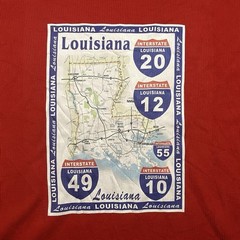 John Son Louisiana Map Thermal TShirt Sz 3XL Mens Red Gorpcore Interstate