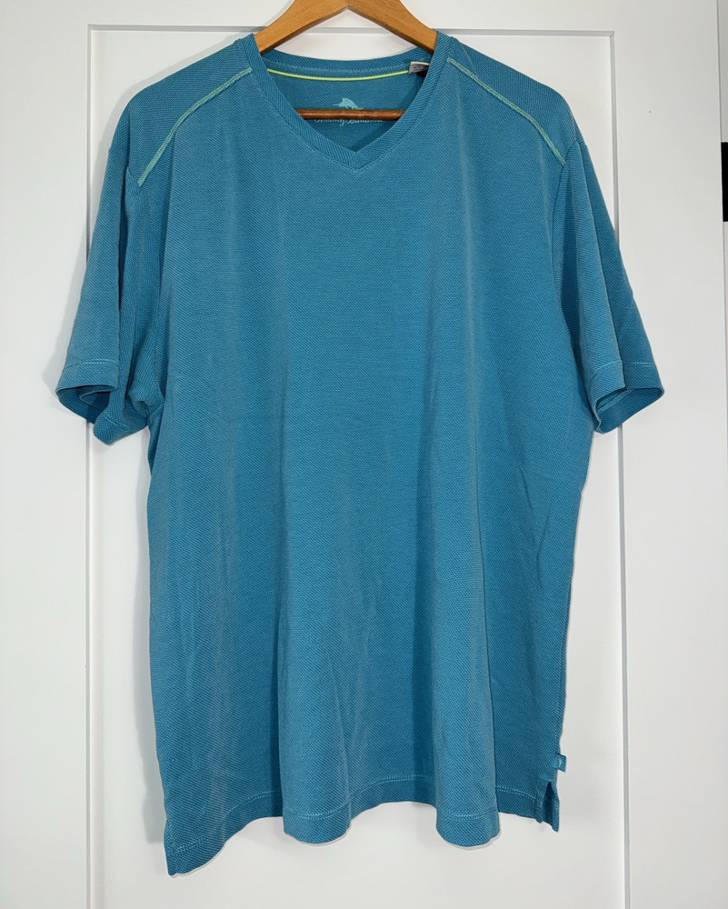 Tommy Bahama Men’s Blue V-Neck Short Sleeve Knit T-Shirt XL Modal Blend