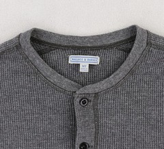 Wallace & Barnes Waffle Henley Shirt Men’s Medium Tall Gray Thermal Long Sleeve