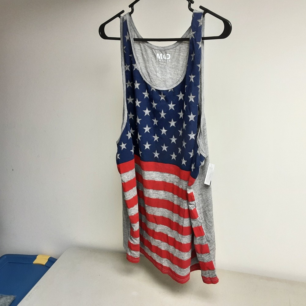 Mens XL Mad Engine American Flag Tank Top