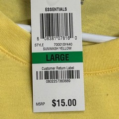 NEW John Ashford Easy Care Sunwash Yellow Short Sleeve Tee Men’s Large