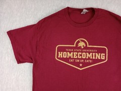 Texas State Bobcats T Shirt Adults Sm Maroon Gold Homecoming Eat’Em Up, Cats!