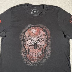 Grunt Style Shirt Mens XXL Black Floral Skull 100% Cotton Casual Preppy Logo