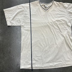 Jerzees Shirt Mens XL White V Neck 362 Trim Collar Casual Basic Tee Cotton
