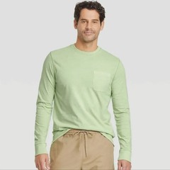 Goodfellow Sage Green Long Sleeve Men’s Tee Size L NEW 100% Cotton