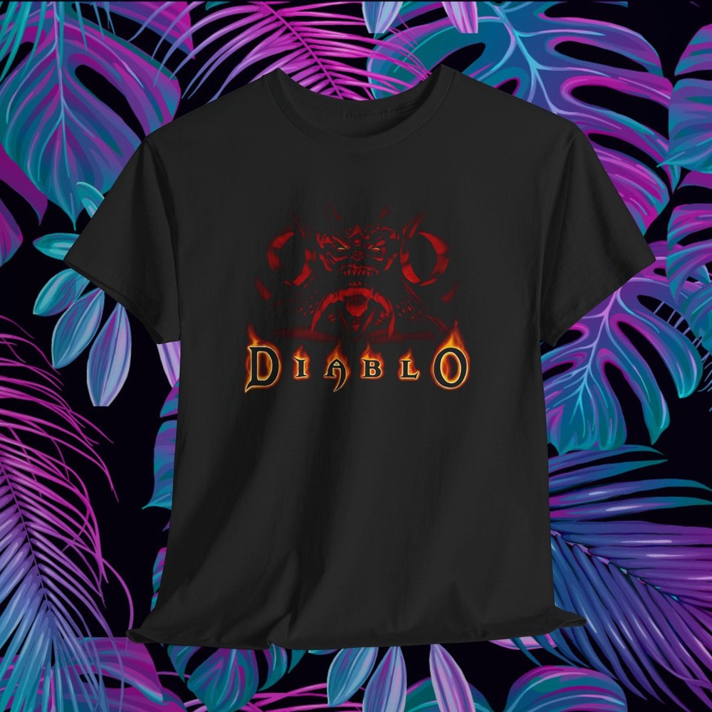 Diablo Demon Flame Shirt Gothic Hellfire Graphic Tee Dark Fantasy