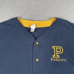 Vtg Badger Sport Baseball Button Up Shirt XL Blue & Yellow Peñasco New Mexico