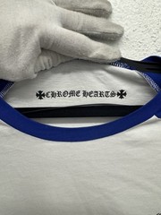 Chrome Hearts Scroll Logo Long Sleeve Baseball Tee Shirt White Blue Size S X3