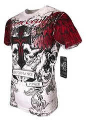 Xtreme Couture By Affliction Men’s T-shirt Carnivore Skulls Biker White S-4XL