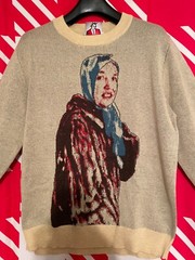 Staunch Character Revolutionary Costume Needlepoint Sweater Cotton Poly Blend