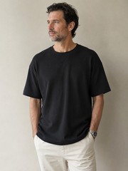Pierre Cardin Rib Knit TeeShirt Men’s XL Black Minimalist Boxy Casual Lux