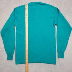 Vintage Henley Shirt Mens Small Green Ribbed Classic Long Sleeve Pullover Retro