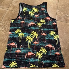 Code 22 Tank Top Sz M Tropical Themed Flamingos & Palm Trees Retail $30.00 New