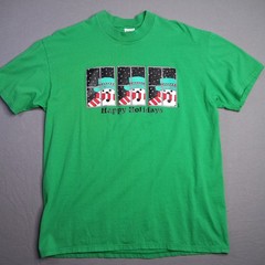 Stedman Super Hi Cru Cotton T Shirt Christmas Single Stitch Mens XL Green USA