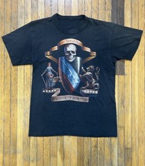 VTG 90s Soldier Of Fortune T Shirt Large Black Single Stitch 3D Emblem Skull USA