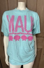 VTG MAUI T Shirt Single Stitch Hawaii Seashells Raised Graphic Sz L 100% Cotton