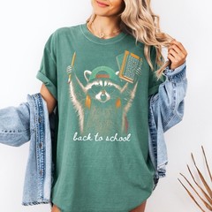 Back To School Raccoon Shirt Funny Teacher Graphic Tee First Day Gift