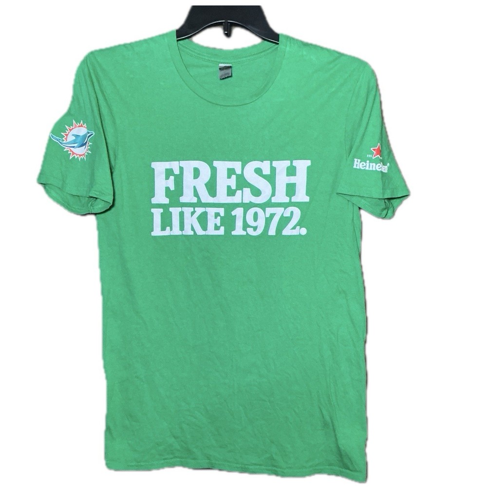 Heineken x Miami Dolphins SGA Fresh Like 1972 T-Shirt Unisex Medium Retro Green