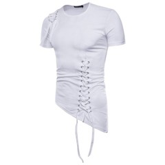 Men’s Irregular Shirt Short Sleeve Muscle Tee T-shirt Casual Top Blouse