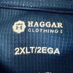 Haggar Men Polo Shirt 2XLT Long Sleeve Heather Blue Stretch Buttons Placket NWOT