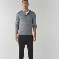 Lululemon Surge Long Sleeve Henley Sz Medium Space Dye Camo Black Dark Slate
