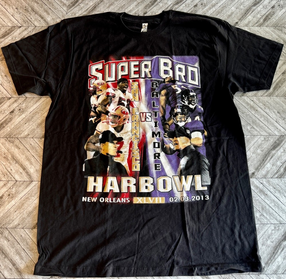 NFL Super Bowl XLVII T-Shirt Mens L Black Football Outdoor Sports Logo Outdoor