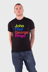 The Beatles T Shirt John Paul George Ringo Suit Colours Official Mens New Black