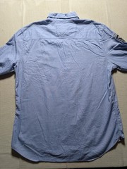 Express Mens Big English Lion Military Business Casual Blue Shirt Mens Size XL