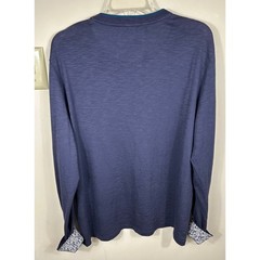 Ted Baker London Slub Henley Shirt Men’s XL Long Sleeve Floral Trim Preppy