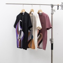 Unisex American Street KITH Macaron Ice Cream Print Cotton Crewneck Tee