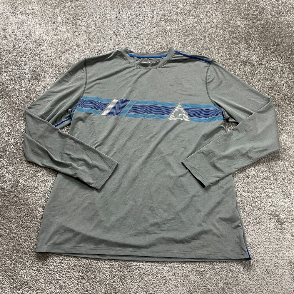 Gerry Crew Neck T-Shirt Mens XXL Gray Graphic Long Sleeve Stretch Casual Tee Top
