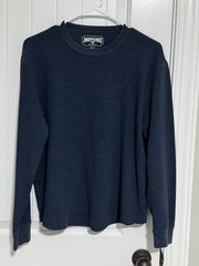 American Eagle Men’s Long Sleeve Thermal Waffle Knit Shirt, Size M Medium Grey