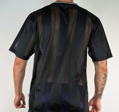 MEN’S BLACK SHEER STRIPE SHIRT M