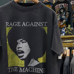 90s Rage Resist RATM X Angela Davis Aged T-Shirt Black M