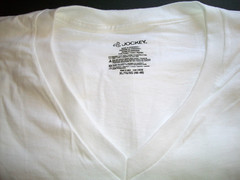 Jockey Power Knit V Neck T-Shirt Single Stitch WHITE L/XL (46-48) 100% Cotton