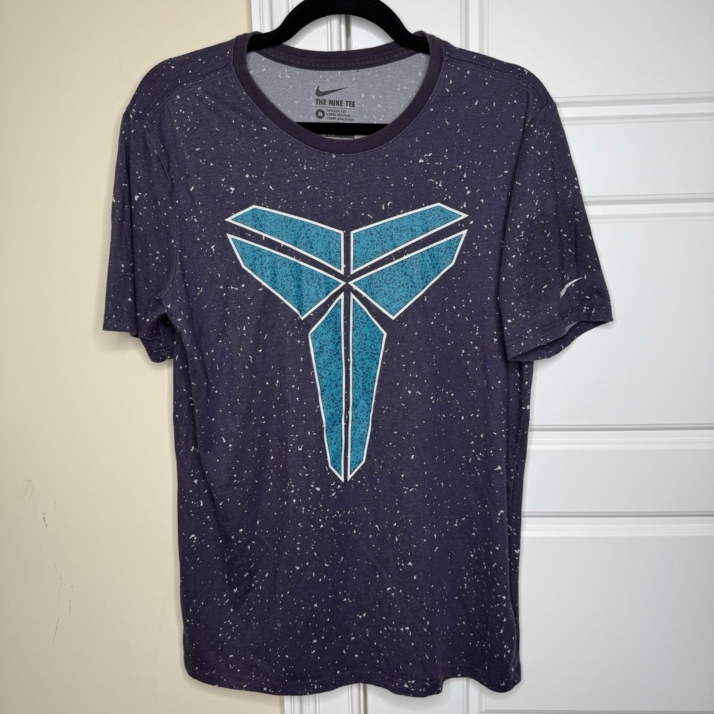 Nike Kobe T-Shirt Men’s Medium Purple Teal Splatter Print Kobe Bryant Dri-Fit