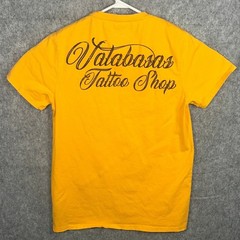 Valabasas Vintage Worn To Inspire Cobra Skull Tattoo Shop Yellow T-Shirt Small