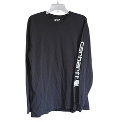 Carhartt Men K231 Loose Fit Long Sleeve Graphic Logo T-Shirt Black M Chore Ranch