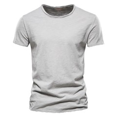 Aiopeson 100% T-shirts Cotton Men T-shirt V-neck Fashion Design Slim Fit Soild