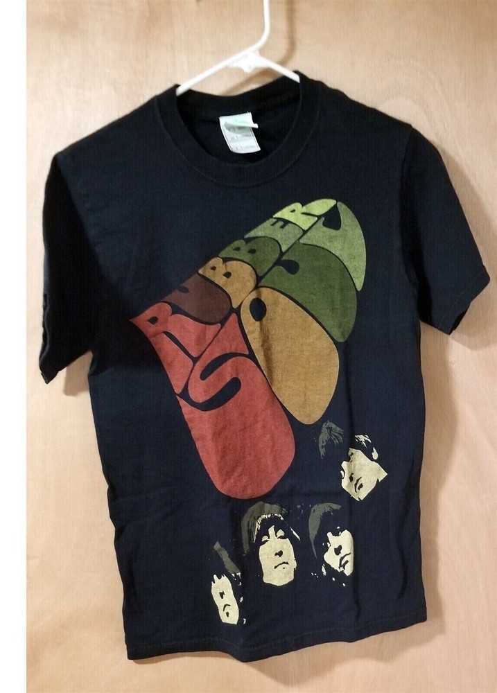 2005 THE BEATLES RUBBER SOUL Black Cotton T-SHIRT Apple Corps Adult Size SMALL
