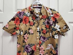 Men’s Goodthreads Poplin Multicolor Floral Birds Cotton Short Sleeve Shirt Sz XS