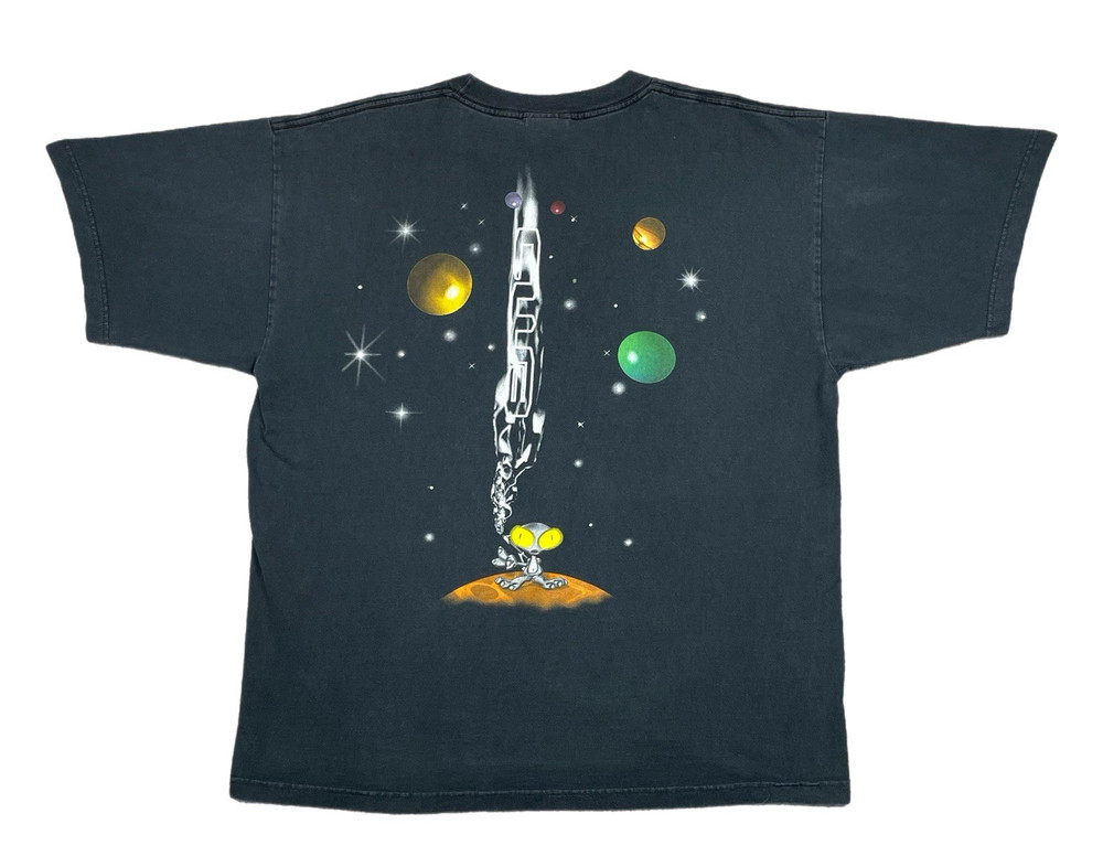 Vintage 90s CWB Wakeboards Double Sided Alien Outer Space Promo T-Shirt (XL)